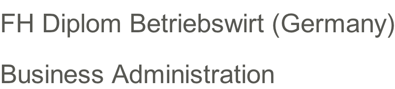 FH Diplom Betriebswirt (Germany) Business Administration